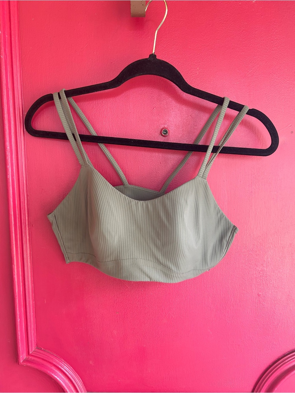 lululemon Olive Green Ribbed Strappy Sports Bra